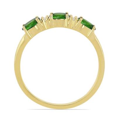 BUY 925 SILVER GOLD PLATED REAL CHROME DIOPSIDE GEMSTONE  RING